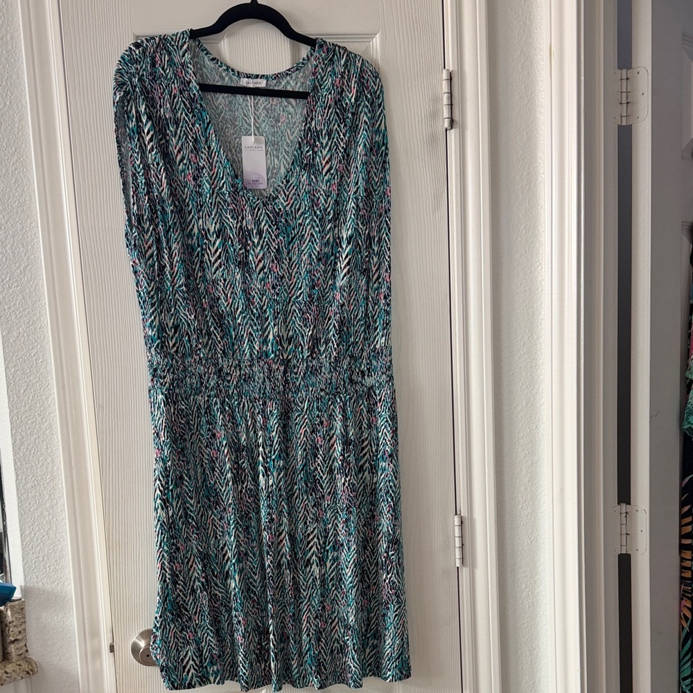 Chic Teal Patterned Mini Dress
